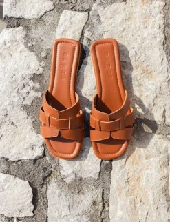 Ciabatte tacco 1cm pelle marrone