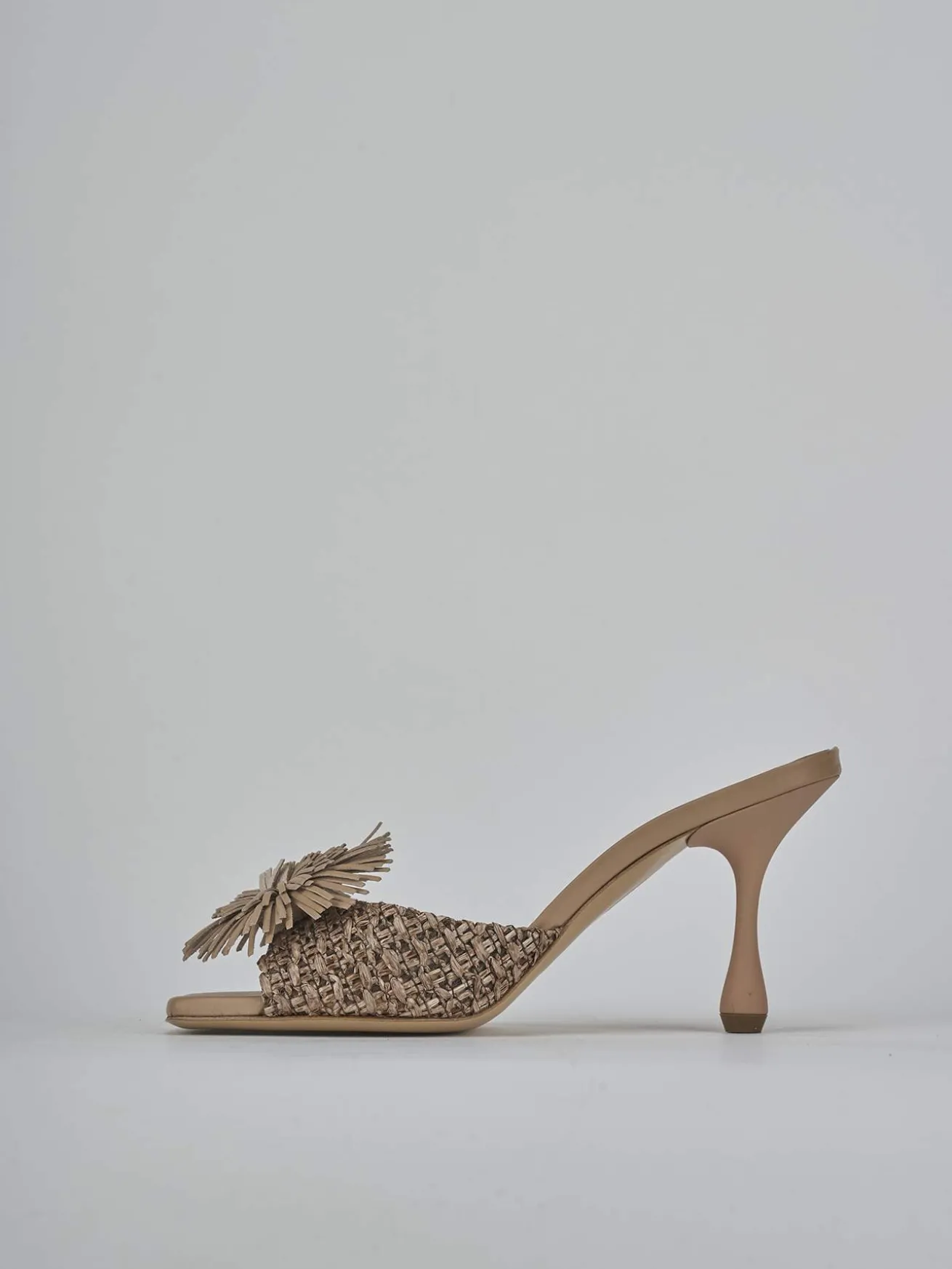 Ciabatte tacco 8cm pelle marrone