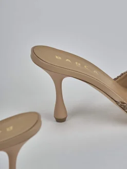 Ciabatte tacco 8cm pelle marrone