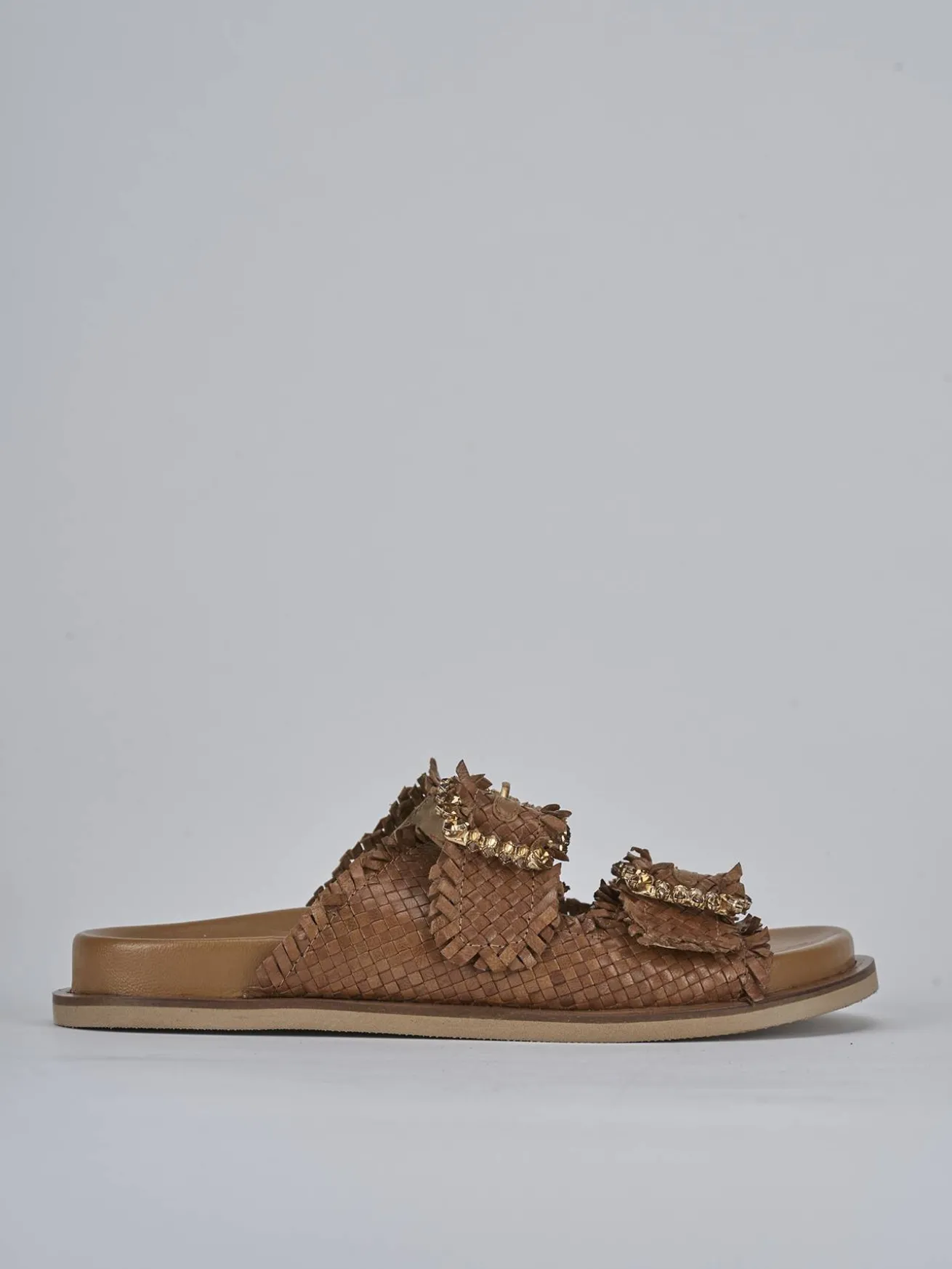 Ciabatte tacco 1cm pelle marrone