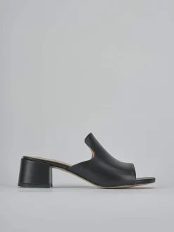 Ciabatte tacco 5cm pelle nero