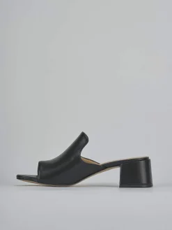 Ciabatte tacco 5cm pelle nero