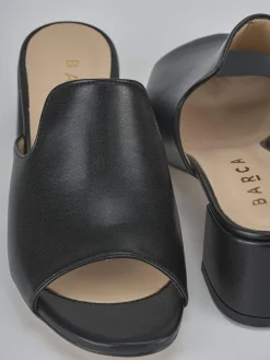 Ciabatte tacco 5cm pelle nero