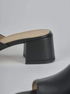 Ciabatte tacco 5cm pelle nero