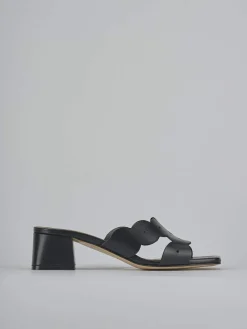 Ciabatte tacco 5cm pelle nero