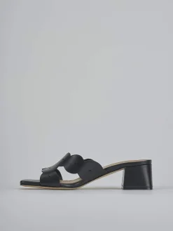 Ciabatte tacco 5cm pelle nero