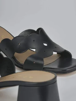 Ciabatte tacco 5cm pelle nero