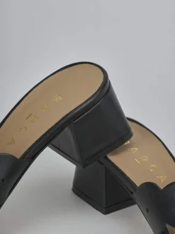 Ciabatte tacco 5cm pelle nero