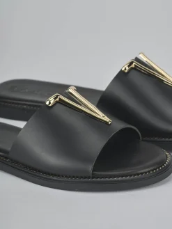 Ciabatte tacco 1cm pelle nero