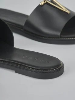 Ciabatte tacco 1cm pelle nero