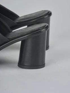 Ciabatte tacco 6cm pelle nero