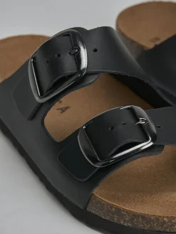 Ciabatte tacco 1cm pelle nero