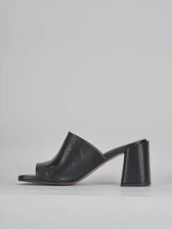 Ciabatte tacco 7cm pelle nero