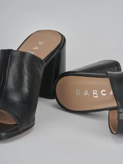 Ciabatte tacco 7cm pelle nero