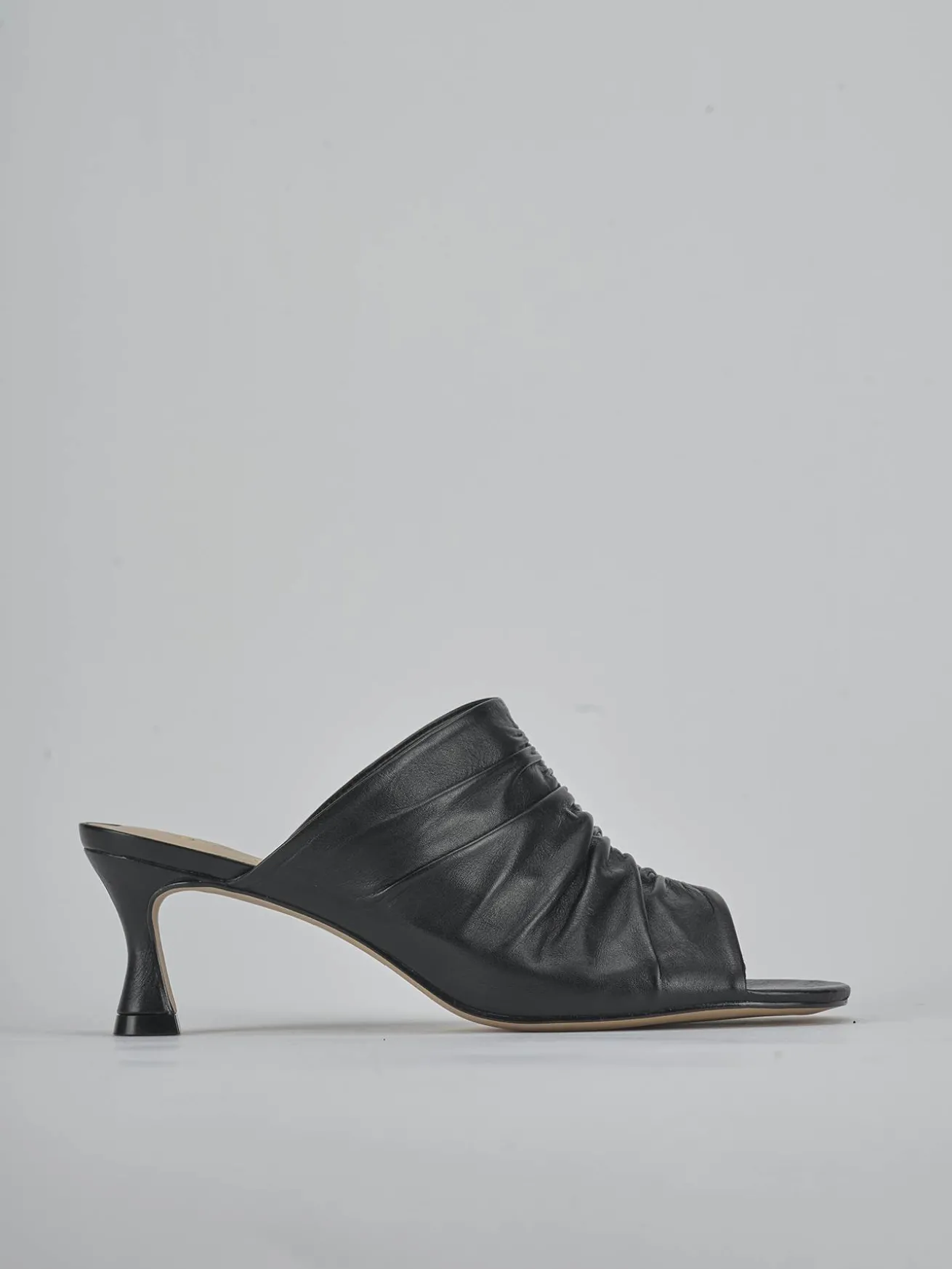 Ciabatte tacco 6cm pelle nero