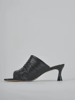 Ciabatte tacco 6cm pelle nero