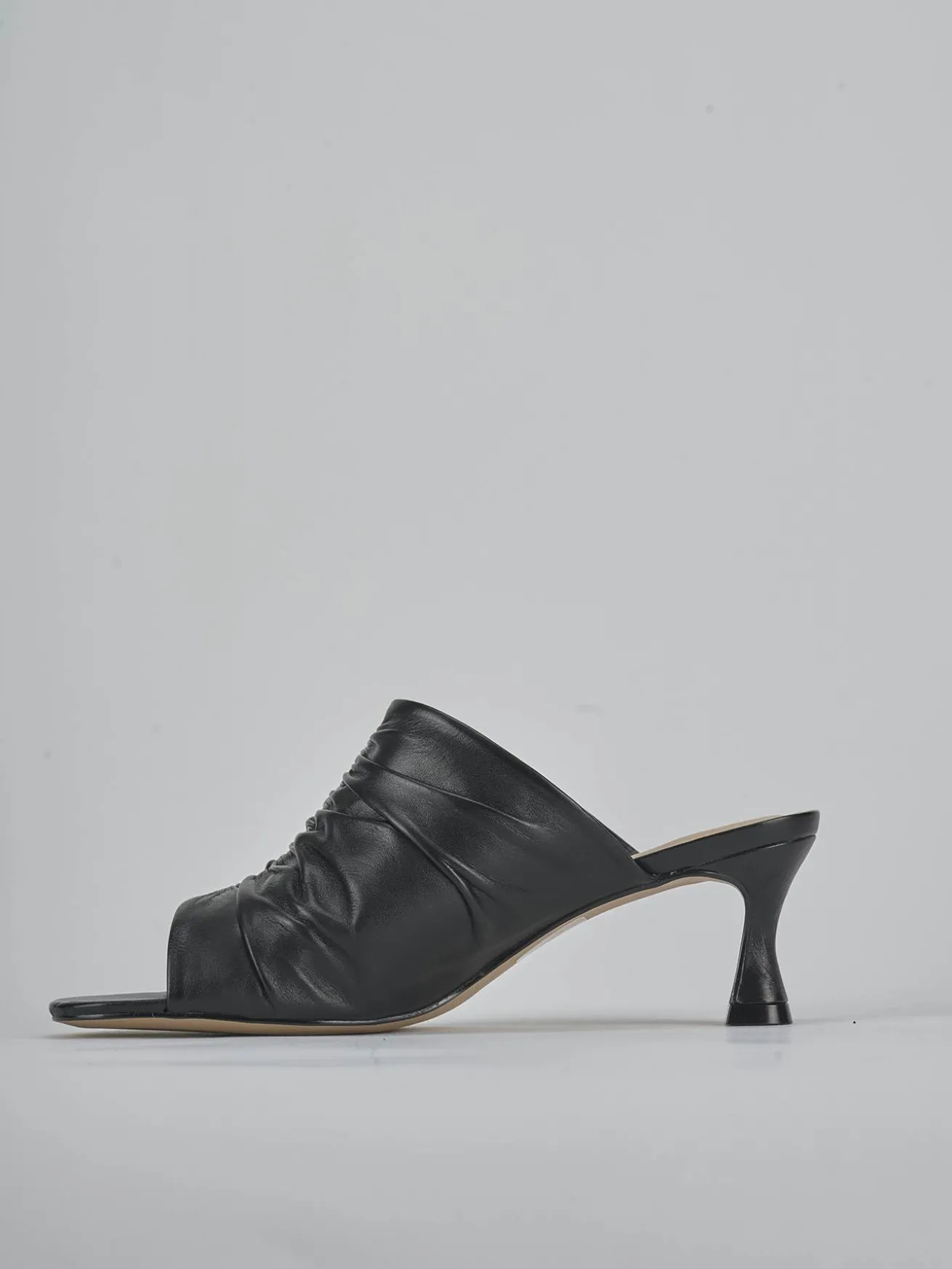 Ciabatte tacco 6cm pelle nero