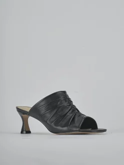 Ciabatte tacco 6cm pelle nero