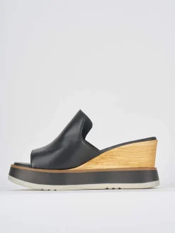 Ciabatte tacco 9cm pelle nero