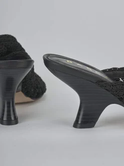 Ciabatte tacco 7cm pelle nero