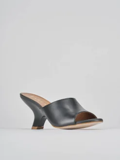 Ciabatte tacco 8cm pelle nero