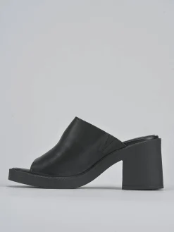 Ciabatte tacco 6cm pelle nero