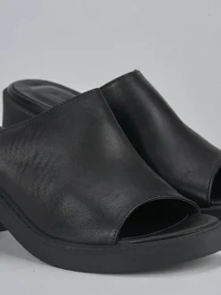 Ciabatte tacco 6cm pelle nero