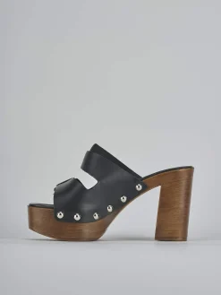 Ciabatte tacco 10cm pelle nero