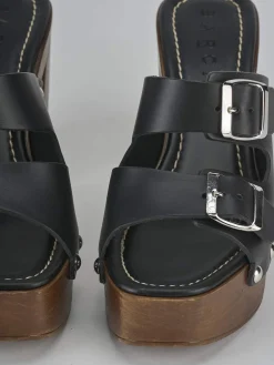 Ciabatte tacco 10cm pelle nero