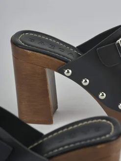 Ciabatte tacco 10cm pelle nero