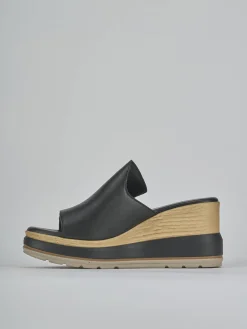 Ciabatte tacco 9cm pelle nero