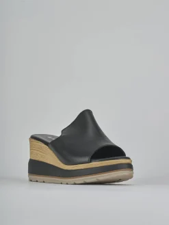 Ciabatte tacco 9cm pelle nero