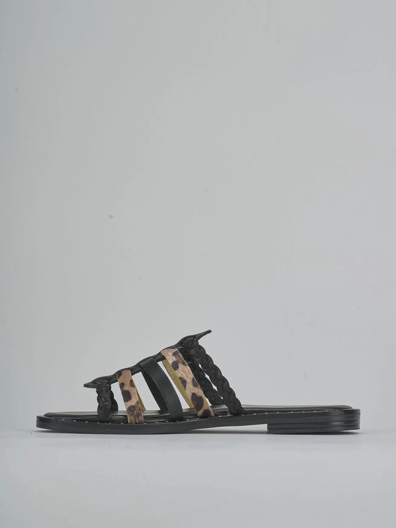 Ciabatte tacco 1cm pelle nero