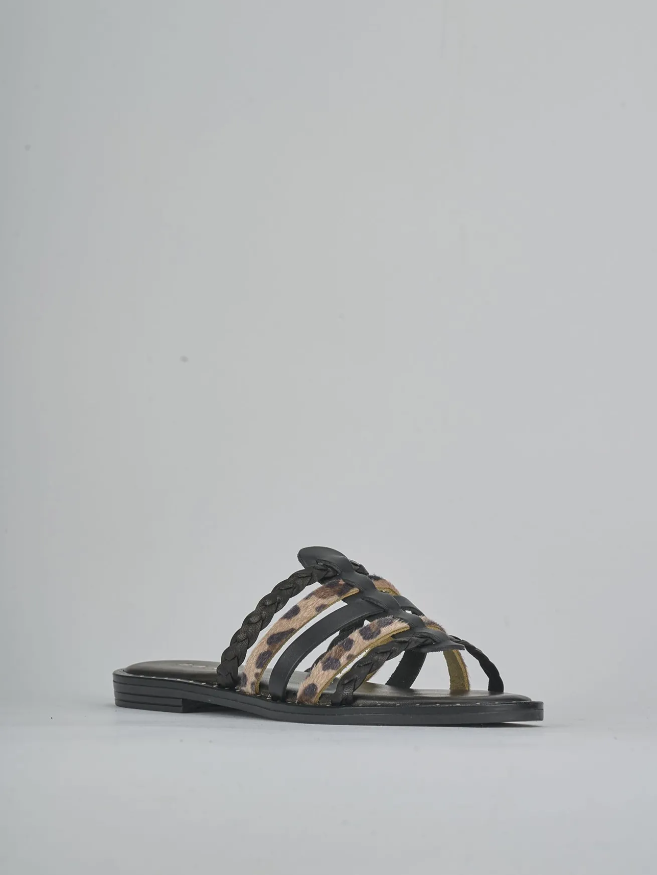 Ciabatte tacco 1cm pelle nero