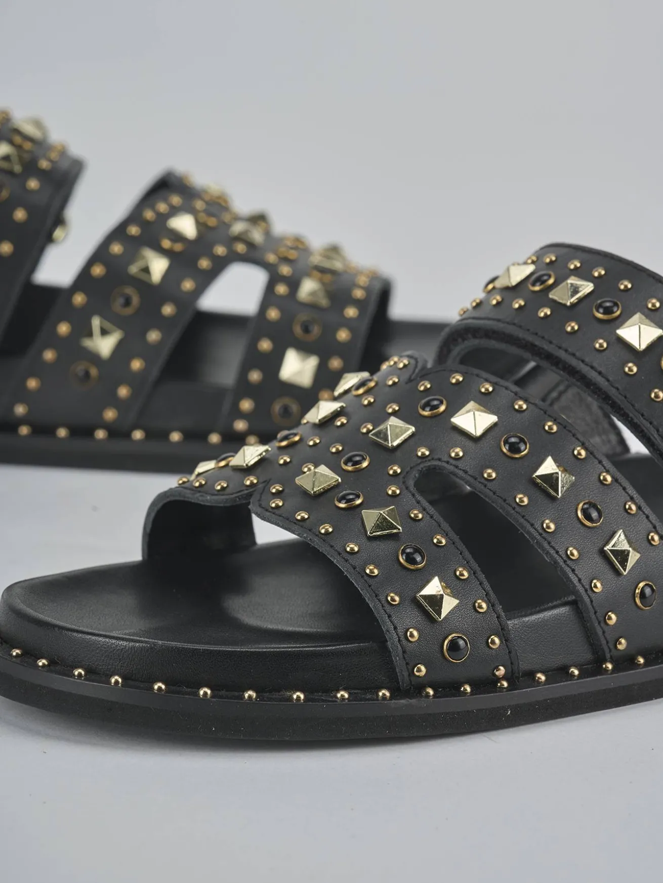 Ciabatte tacco 1cm pelle nero