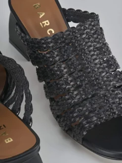 Ciabatte tacco 5cm pelle nero