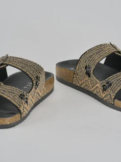 Ciabatte tacco 1cm pelle nero