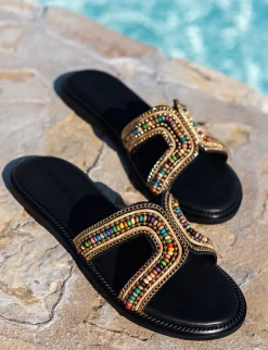 Ciabatte tacco 1cm pelle nero