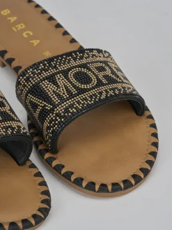 Ciabatte tacco 1cm pelle oro