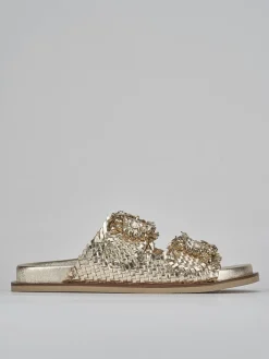 Ciabatte tacco 1cm pelle oro