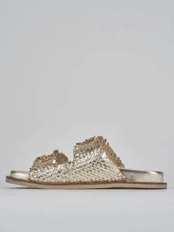 Ciabatte tacco 1cm pelle oro