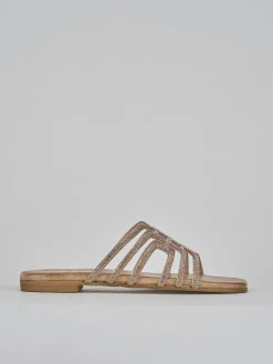 Ciabatte tacco 1cm pelle oro