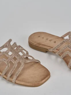 Ciabatte tacco 1cm pelle oro