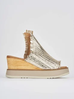 Ciabatte tacco 8cm pelle oro