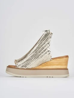 Ciabatte tacco 8cm pelle oro