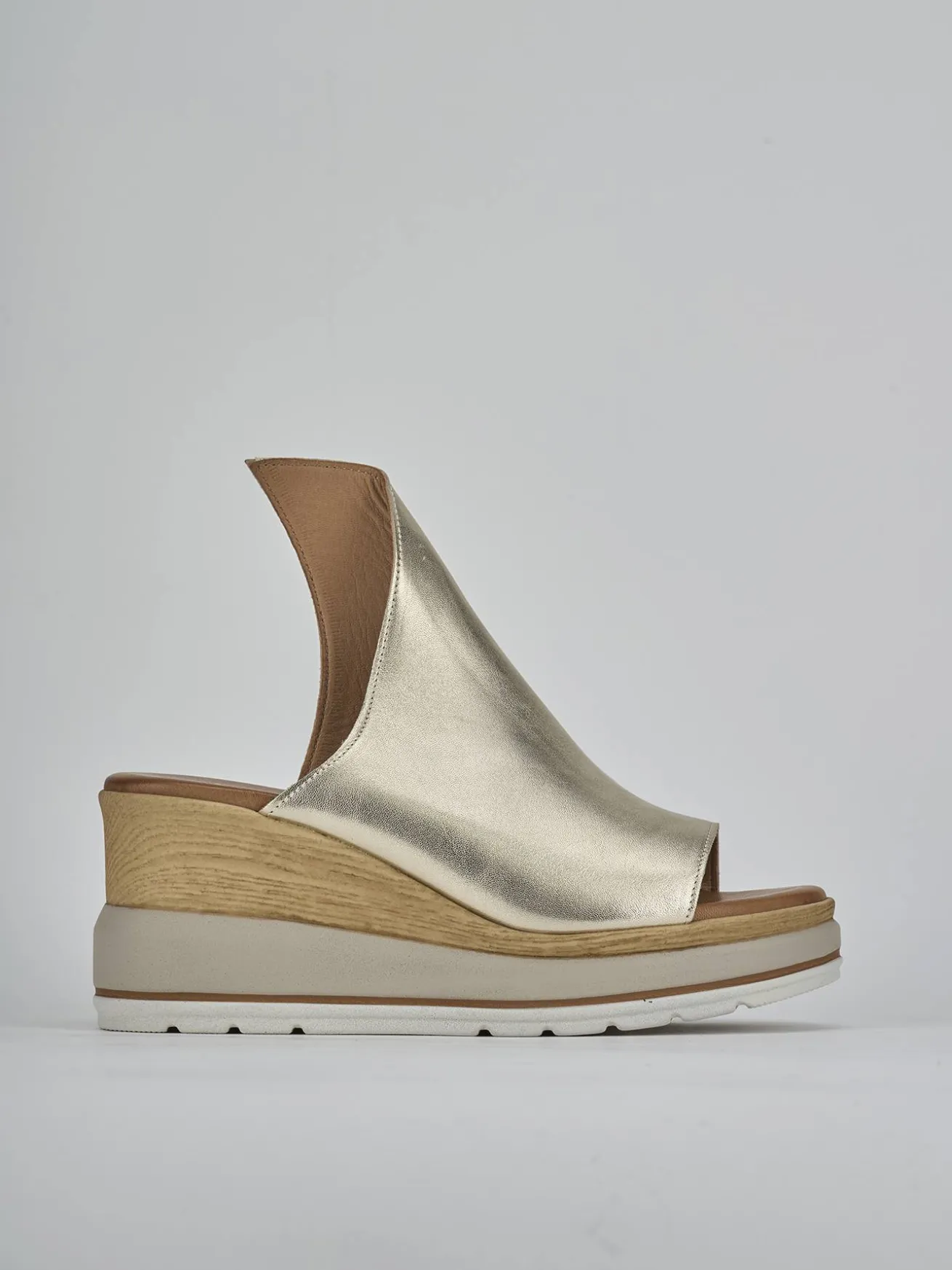 Ciabatte tacco 10cm pelle oro