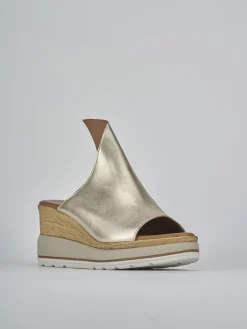 Ciabatte tacco 10cm pelle oro