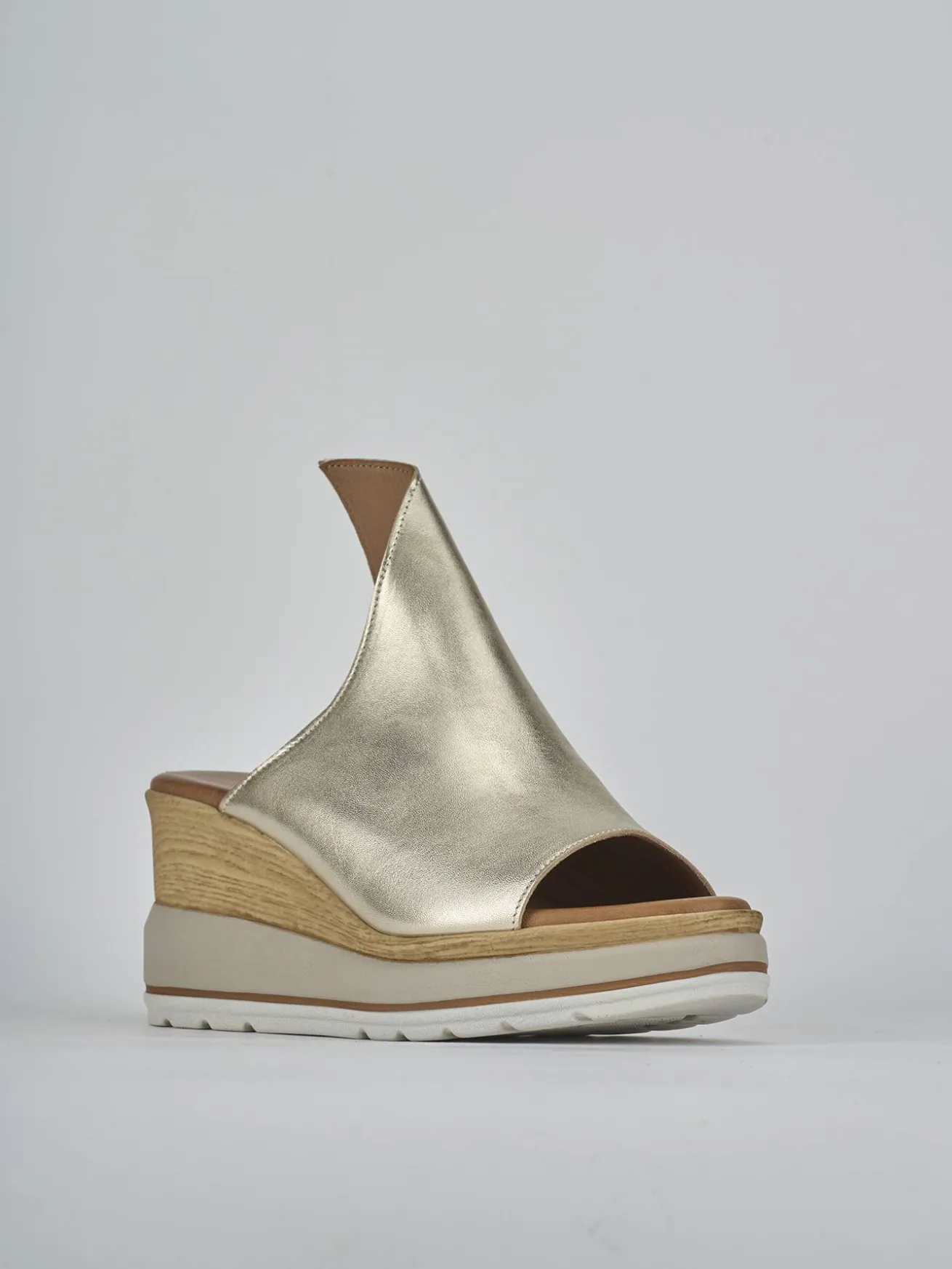 Ciabatte tacco 10cm pelle oro