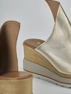 Ciabatte tacco 10cm pelle oro