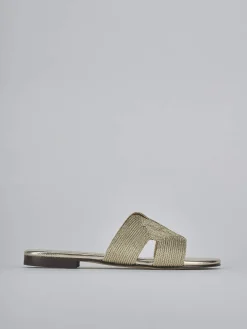 Ciabatte tacco 1cm pelle oro